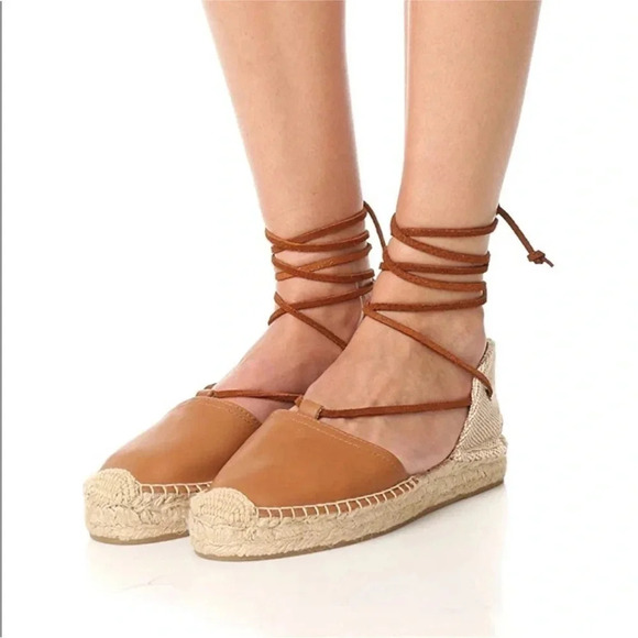 Soludos Leather Espadrilles Platform Gladiator Sz 6 - Picture 1 of 13